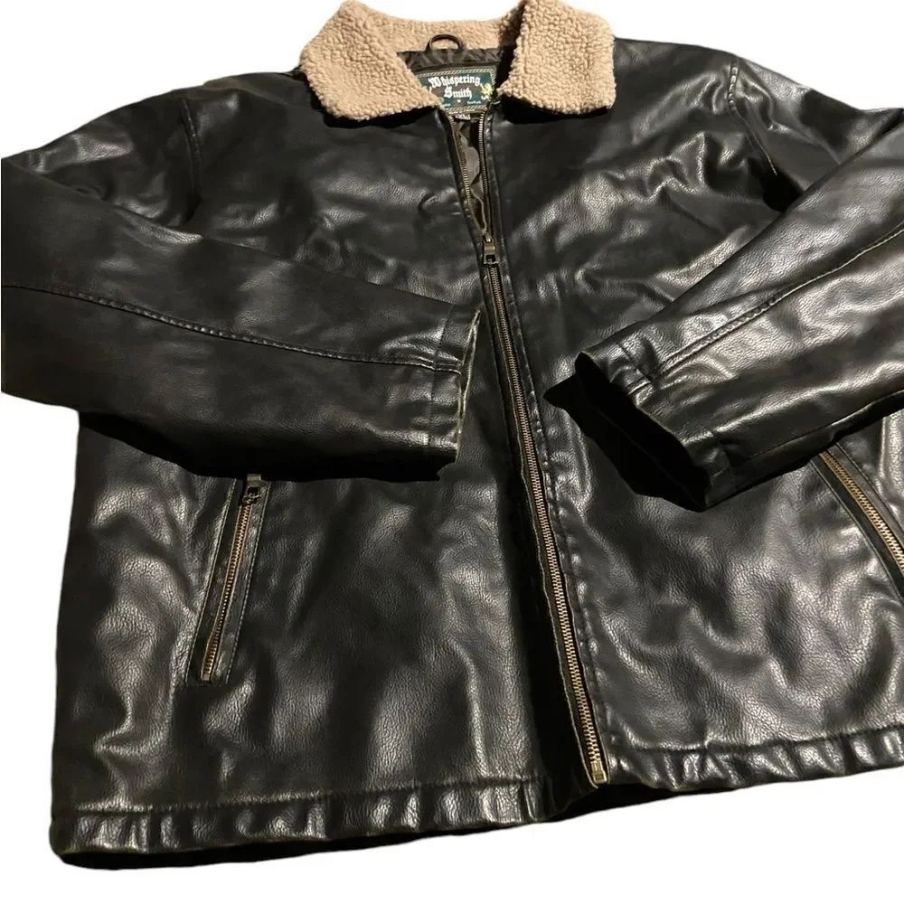 Whispering Smith black leather vintage bomber jacket excellent condition